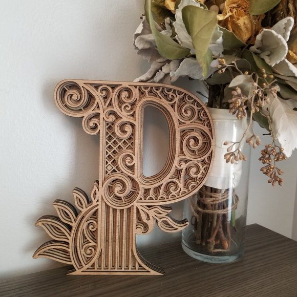 Letter A B C D E F G H I-Wood Multi-layer Monogram - Picture 16 of 16